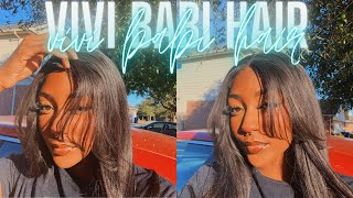 SILKY STRAIGHT CLOSURE WIG INSTALLATION + DIY CURTAIN BANGS FT. VIVI BABI HAIR