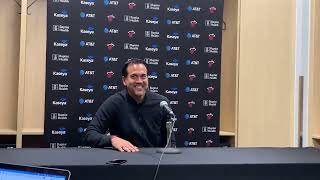 Miami Heat head coach Erik Spoelstra speaks with reporters before Indiana Pacers vs Heat 11.17.2024