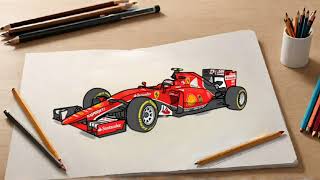 "Step-by-Step: Drawing a Ferrari F1 2015 Car"