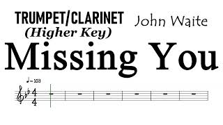 MISSING YOU Trumpet Clarinet Easier Key Sheet Music Backing Track Partitura John Waite