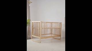 Mobile cradle newborn solid wood multifunctional log baby bed