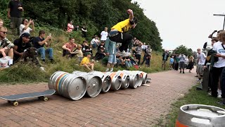 Lewes Jam for Eddie. Skateboarding and Barrel jumping