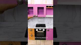 Cardboard Dolls Cabinet ♻ PURPLE COLOR | Recycled Toy | Oven| Cooktop🔥Cabinet