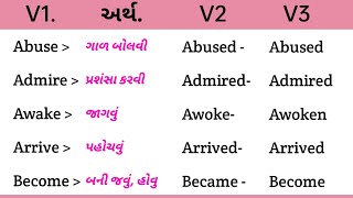 Verb form || Words meaning in gujarati || #verb #english