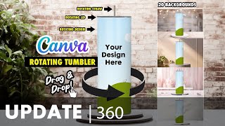 360 Rotating Tumbler Canva Template with Rotating Straw and Lid | Add Your Own Background