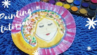 #watercolorpainting#tutorial#diy Watercolor painting tutorial ||paper plate diy || an enormous girl