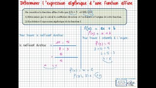 #DELTA #Déterminer l'expression algébrique d'une #fonction affine