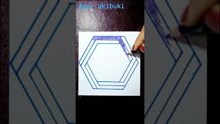 How to draw Impossible Hexagon | Hexagon drawing using a protector | Impossible Hexagon | #shorts