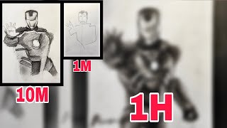 Drawing of Iron Man | 1M 10M 1H | Art Challenge 🔥