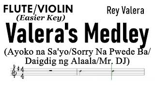 VALERA''s Medley Flute Violin Easier Key Sheet Music Backing Track Partitura Rey Valera