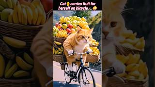 Enjoy the ride🚲😜 | cat eating fruits | cute kitten eating food | animal life | @Wildshikaari007