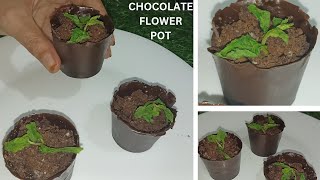 Chocolate Flower Plant Pot| खाने वाला गमला |How to make Flower pot|Chocolate pot |patel jasi kitchen