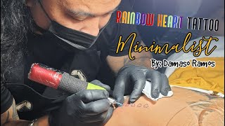 Tattoo Session with Damaso Ramos! | Minimalist Rainbow Heart Tattoo #shorts