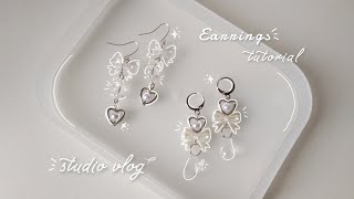 Earrings tutorial - how to make hoop and hook earrings 🤍 | studio vlog 41 🌷💌🧸