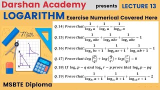 Logarithm Lecture 13 || MSBTE Diploma || 1st Sem || Basic Mathematics || by Darshan Academy