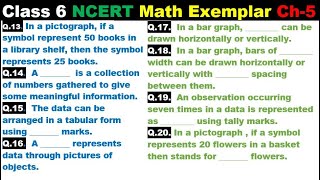 Class 6 Math Ch-5 Q 13 to 20 Math NCERT Exemplar Solution|MATH|NCERT|Data Handling|CBSE|MATH|Ch 5