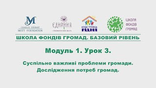 Модуль 1. Урок 3.  Суспільно важливі проблеми громади. Дослідження потреб громад