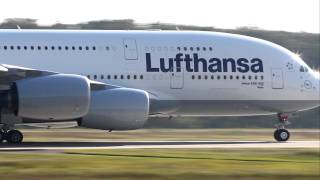 Lufthansa Airbus A380-841 D-AIMG takeoff at Frankfurt Airport 02.10.2011