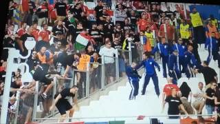 Hooligan riot: Hungary vs. Iceland (Euro 2016 - Fight | Stewards vs. Hungarian)