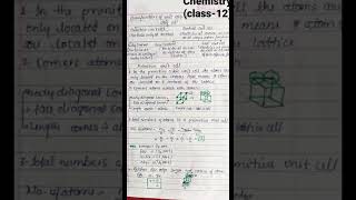 Chemistry Class -12 Notes Of Solid State (part-1)||for board examination & For Jee and Neet||#shorts