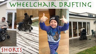 Shorts - Wheelchair Drifting on slime / snow / ice - Wheelchair Wacky Races  #shorts