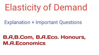 Elasticity Of Demand