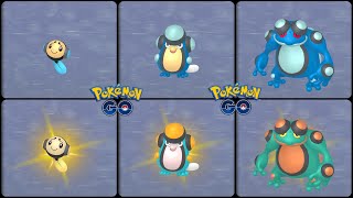 Pokemon Go: Evolving Normal & Shiny Tympole into Palpitoad & Seismitoad