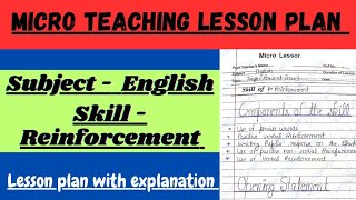 #Micro teaching lesson plan of English || Skill- Reinforcement skill #B.Ed.#D.El.Ed.