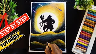 How To Draw Lord Shiva Drawing With Oil Pastel - Step By Step For Beginners, Mahadev Drawing