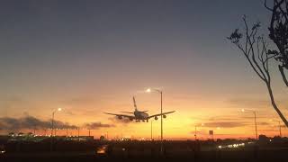 BA283 British Airways A380 LHR-LAX Sunset Landing in Los Angeles, CA (February 2015)