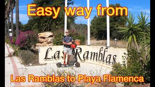 Easy way from Las Ramblas to Playa Flamenca: Golf's filds, Villamartin Plaza, water channel, etc