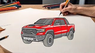 How to draw a DODGE RAM TRX 2024 / drawing dodge ram step by step