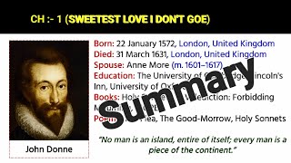 Sweetest love i do not goe by John Donne Summary,sweetest love i do not goe summary,Poetry chapter 1