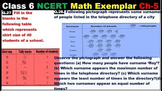 Class 6 Math Ch-5 Q 27 | Q 28 Math NCERT Exemplar Solution|MATH|NCERT|Data Handling|CBSE|MATH|Ch 5