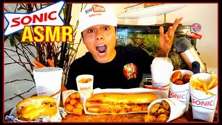 ASMR SONIC DRIVE-IN FAMOUS MENU MUKBANG | Foot Long Hot Dog, Strawberry Ice Cream, Tater Tots