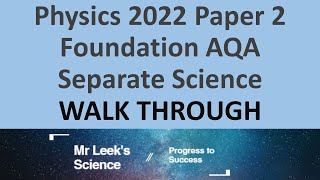 Separate Science Physics Paper 2 Foundation Walkthrough