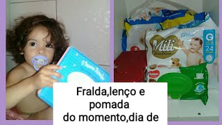 Vlog fralda lenço e pomada da bebê, dia de chuva