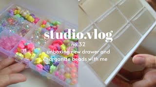 studio vlog 32 | unboxing new drawer and organize huge beads with me💒🤍🧸💐