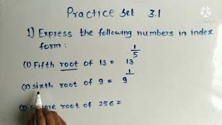 Class 8 Practice set 3.1 Indices and Cube Root