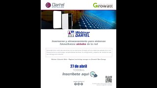 Webinar Dartel Electricidad Inversores y almacenamiento, en el sistema aislado de la red Growatt