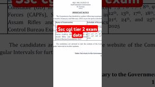 SSC CGL tier 2 exam date announced🔥||  #shorts #shortsfeed #ssc #gd #exam #shortvideo #trending