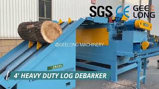 Heavy duty log debarker with crush function