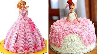 Quick & Beautiful Princess Cake Design Tutorial | Barbie Doll Dress Cake Decorating Ideas #3