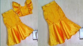 Fish cut lehenga cutting and stitching for 2-3year baby girl | DIY fish cut lehenga | Lehenga choli