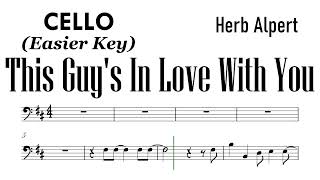 This Guy's In Love With You  Cello Easier Key Sheet Music Backing Track Partitura Herb Alpert