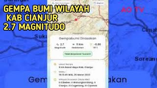 Gempa Terkini 2.7 Magnitudo Di Wilayah kab Cianjur 26/3/2023