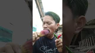 Makan jantung pisang pake cabe rawit #shorts