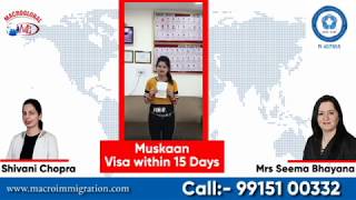 Congratulations to Mansi Bains | Visa Within 20 Days | Macroglobal Immigration Services