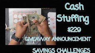 CASH STUFFING | SAVINGS CHALLENGES | GIVEAWAY ANNOUNCEMENT