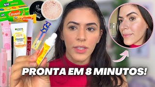 O TUTORIAL DE MAQUIAGEM mais FÁCIL que já fiz - Fique pronta em APENAS 8 MINUTOS com Baratinhos!